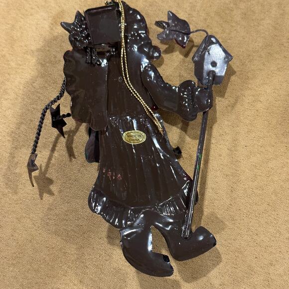 Santa Claus Christmas Tree Ornament Metal Tin Pieced Classic Old Fashioned - Picture 5 of 9